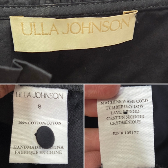 Ulla Johnson Black Marika Poplin Balloon Long Sleeve Blouse Women's Size 8 - Picture 7 of 14